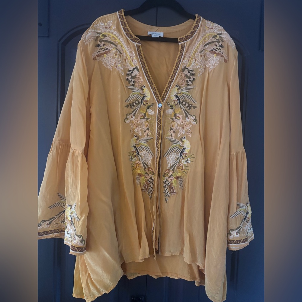 Sundance Golden Hopes Tunic embroidered bird top.